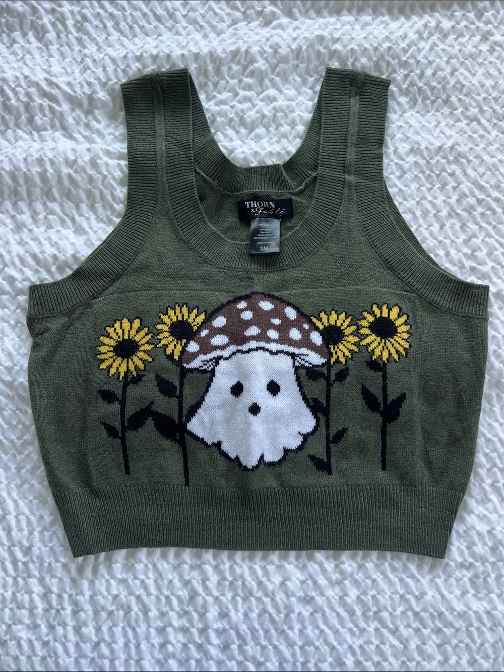 Thorn & Fable Olive Green Crop Tank Top*
